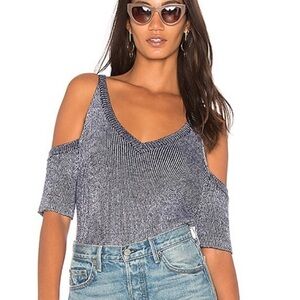 Splendid Surrey Mari Cold Shoulder Sweater Blue Size Small